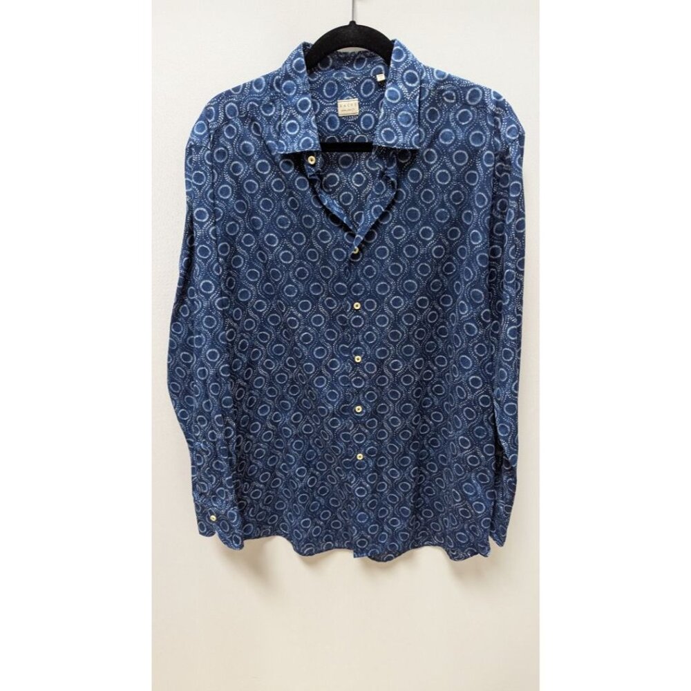Xacus Navy Circular Print "Evolution Fit" Button-Down Shirt